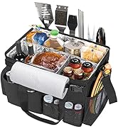 HODRANT Large Grill Utensil Caddy with Paper Towel Holder, Collapsible Picnic Bag Organizer for B...