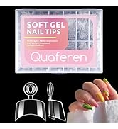 Quaferen Extra Short Nail Tips: 600Pcs Square Nail Tips Half Cover Acrylic Nails Clear Nail Tips ...