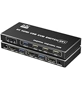USB 3.0 HDMI KVM Switch 1 Monitor 2 Computers, Support 8K@60Hz 4K@120Hz,KVM Switches for 2 Comput...