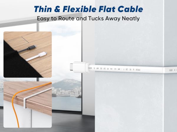 usb c extension cable thin flat 10ft/16.5ft