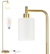 Ziisee Floor Lamps for Living Room - Industrial Standing Lamp with Frosted White Glass Shade, Mod...