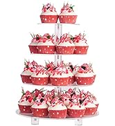YestBuy 4 Tier Round Acrylic Cupcake Stand with Base, Premium Cupcake Holder, Acrylic Cupcake Tow...