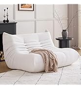 Giant Bean Bag Chairs for Adults - Lazy Floor Sofa Couch Loveseat - Fireside Lounger Chair with A...