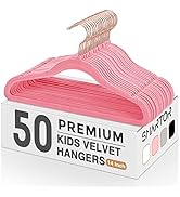 Smartor Kids Velvet Hangers 50 Pack, 14 Inch Premium Non Slip Kids Felt Hangers for Closet, Space...