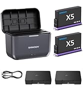 SANOOV 360 X5 Battery Charger for Insta360 X5, 2 Pack 2800mAh Insta 360 x5 Battery Bundle with Fa...