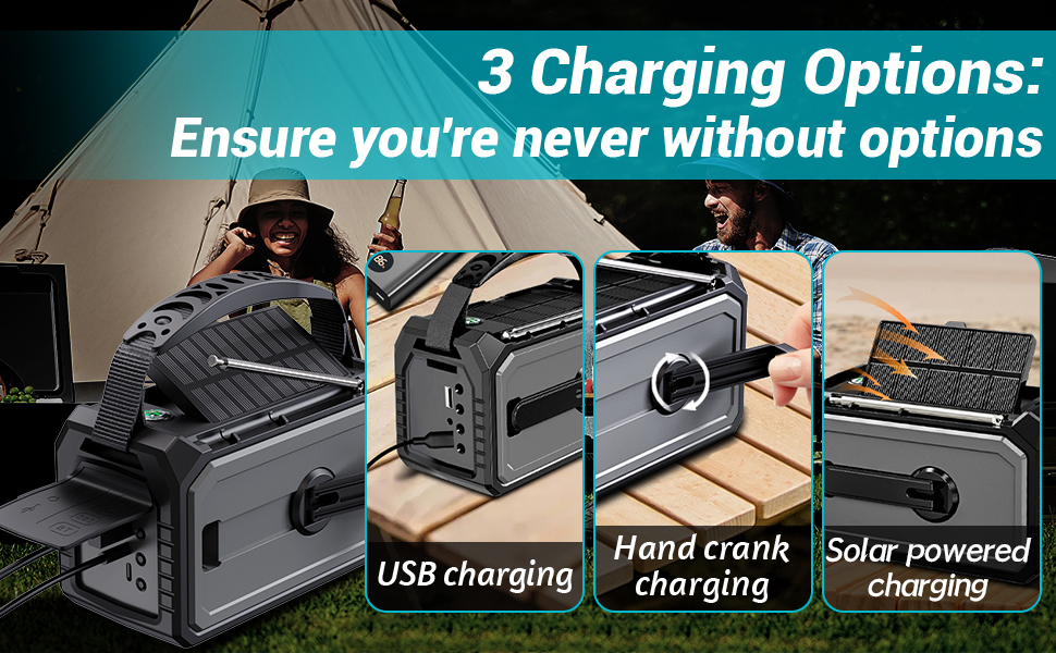 16000mah Emergency Weather Radio Hand Crank Solar Radio Battery Powered Portable Am/Fm/Wb NOAA 