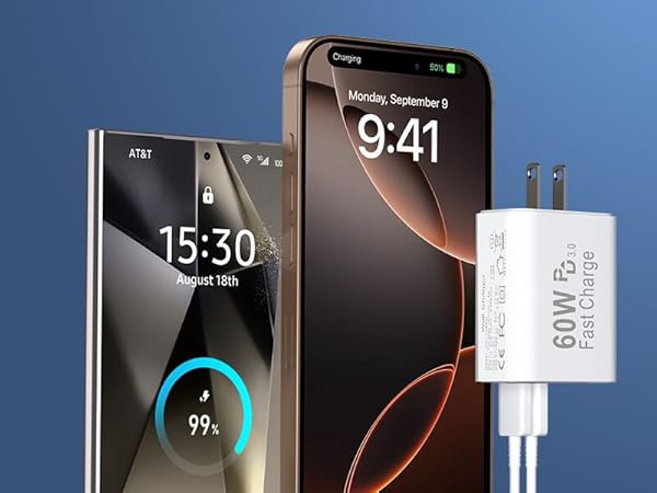 fast type c charger block and cord iphone charger fast charging 2 pack type c wall charger block