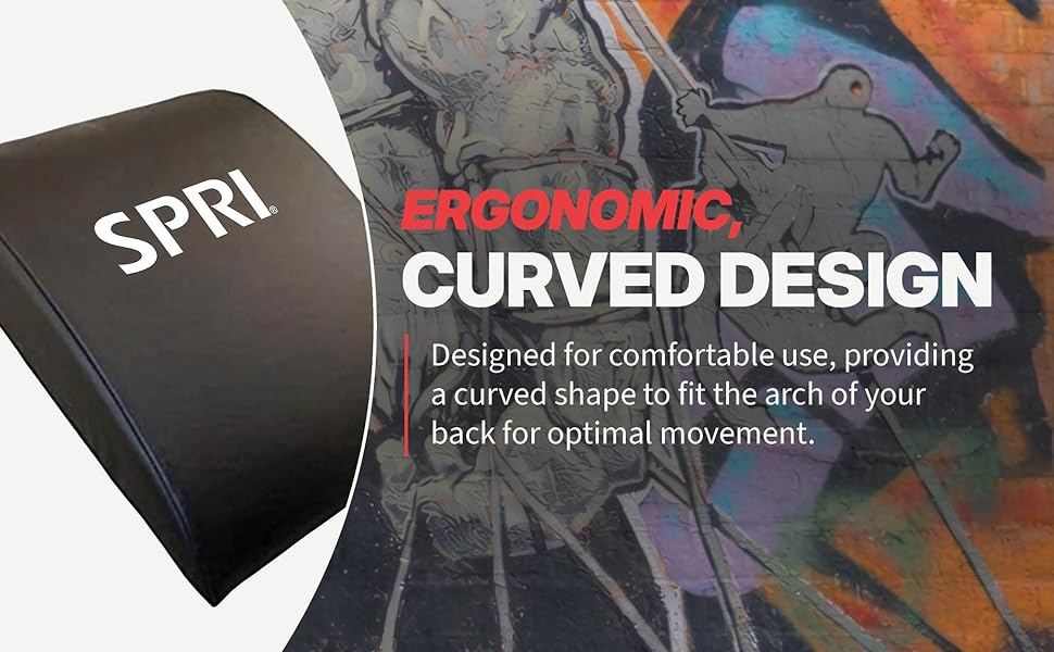 SPRI ab mat showing ergonomic curved design for lower back support during abdominal exercises