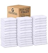 GOLD TEXTILES Bulk Pack 60 Pcs (5 Dozen) White Economy 15x25 Inches Basic Hand Towel - 2.25 lb/dz