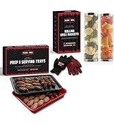 BLAZIN' GRILL Prep &amp; Serving Trays &amp; Rolling Grill Baskets Bundle | Set of 2 Stackable, Melamine ...