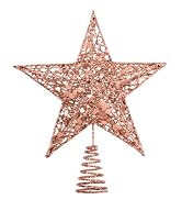 URATOT Glittered Christmas Tree Topper Metal Christmas Treetop Hallow Wire Star Topper for Christ...