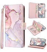 Fingic for iPhone 16e Case,for iPhone SE 4 Wallet Case for Women Girl[with 9 Card Holder]Marble R...
