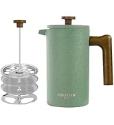 POLIVIAR French Press Coffee Maker, 34 oz Coffee Press with Real Wood Handle, Double Wall Insulat...
