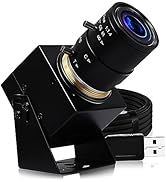 ELP 4K USB Camera with Microphone Manual Zoom Webcam 2.8-12mm Variable Focus PC Camera Mini UVC U...