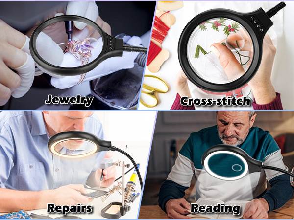 10X 30X Large Floor Magnifying Glass with Light and Stand