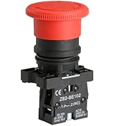 Baomain Push Button Switch ZB2-BE102C 22mm NC N/C Red Mushroom Emergency Stop 600V 10A (1PCS)