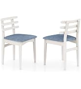 Giantex Wooden Dining Chairs Set of 2, Upholstered Kitchen Side Chairs w/Rubber Wood Frame, Padde...