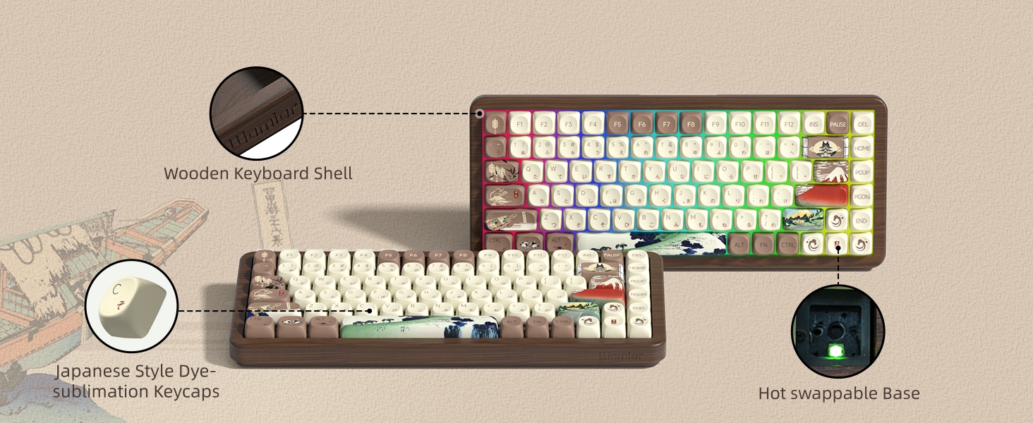 75% Wireless Mechanical Keyboard with QMK/VIA, WD75 V2 Retro Creamy Gaming Keyboard