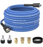 APOWER Kink Resistant Pressure Washer Hose 50 FT x 1/4", Super Flexible Power Washer Hose, High P...