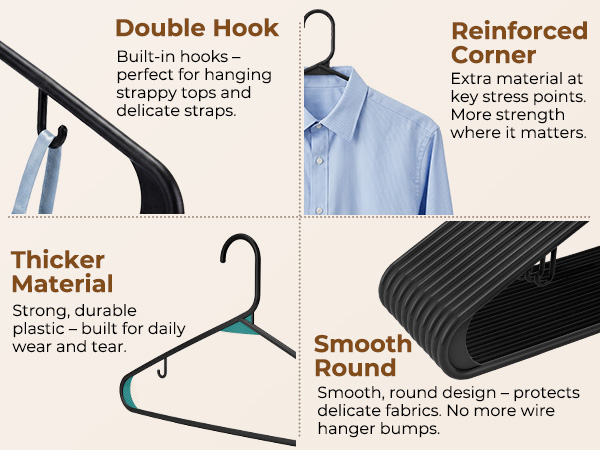 hanger feature an smooth surface with no rough edges, bumps, or creases, protecting delicate fabrics