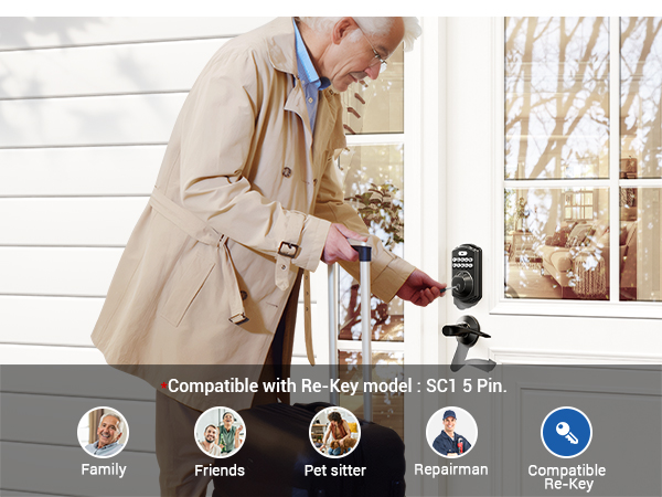 keyless entry door lock with handle