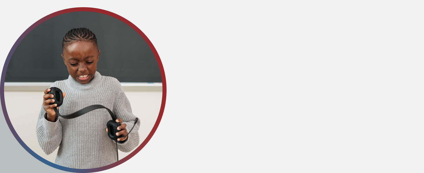 The AC-5002 being twisted by a child, testing the durability of the headban