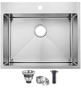 SHACO 18x18 Inch Drop In Bar Sink,18 Inch Small Kitchen Sink,Stainless Steel 16 Gauge Single Bowl...
