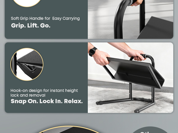 Hook-on Design for Instant Height Lock &amp;amp; Removal
