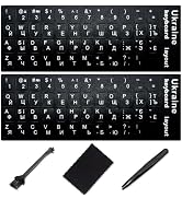 Ukrainian Keyboard Stickers[5 in 1],Ukraine Keyboard Sticker with White Letter/Black Background,M...