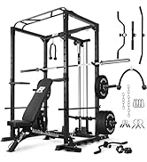 RitFit All-in-One Squat Rack for Home Gym, PPC02C Multi-Function 1000 LBS Capacity Power Cage wit...