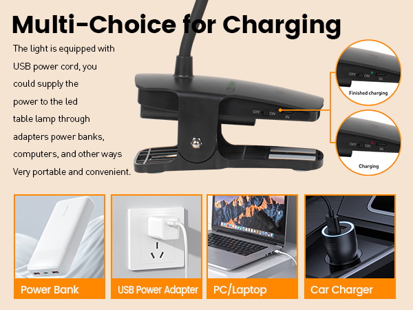 rechargeable book light clip on