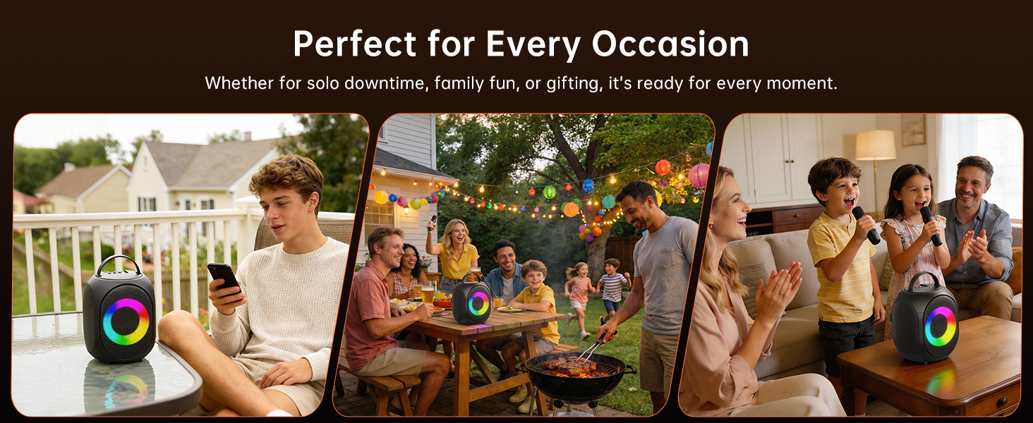 Karaoke Machine for Adults &amp;amp; Kids Portable Bluetooth Karaoke Speaker with 2 Wireless Microphones