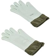 Silicone Oven Mitts with Five-Finger Design, Extended Cuff &amp; Soft Cotton Lining – Heat Resistant,...