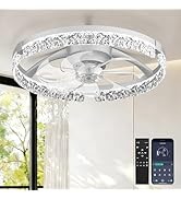 AIKVSXER Ceiling Fans with Lights,20 Inch Low Profile Fandelier, Ultra Quiet, 3CCT and 6 Wind Spe...