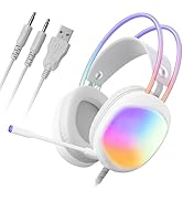 Headset with Mic, RGB Wired Gaming Headset with Surround Sound, Noise Canceling Gaming Headphones...