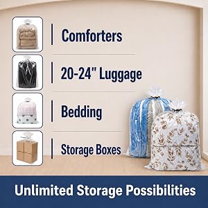 32x42 medium clear plastic bags for comforters 20-24 luggage bedding 1.6 mil flat poly storage bags