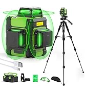 Huepar Laser Level 360° with Tall Tripod, Self Leveling Rechargeable Lazer Leveler for Constructi...