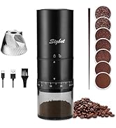 Portable Electric Coffee Grinder - 38 Grind Settings, Conical Burr &amp; Black Stainless Steel Body, ...