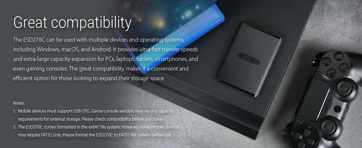 External SSD, ESD270C, USB 3.1 Gen 2, Type C