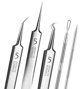 5pcs Blackhead Remover Tweezers Pimple Popper Tool Kit, Precision Acne Needle Comedone Blackhead ...