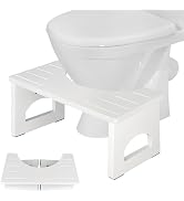 Foldable Toilet Stool, 7.5 Inch Poop Stool for Bathroom, Bamboo Toilet Stool Squat Adult, Collaps...