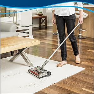 carpet sweeper, cordless, area rug, bare floor, wood floor, lightweight