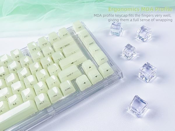 Womier Keyboard Keycaps Jelly - Ceramic Keycaps Style, Clear Creamy Green Key Cap