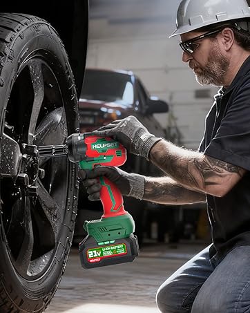 HelpSet Cordless Impact Wrench 1/2", 480Ft.lb (650N.m) Brushless Impact Gun with 2x4.0Ah Batteries
