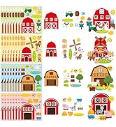 CY2SIDE Large Farm Animal Sticker Crafts for Kids - 36PCS 9.8Inch Big Size Barn Face Scene, Make ...
