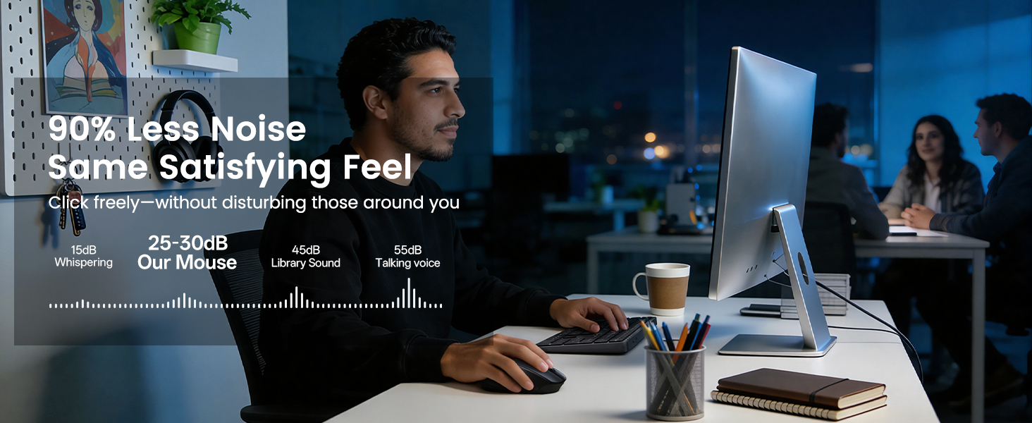 Whisper-quiet clicks make it perfect for late-night work, open offices, and video meetings.