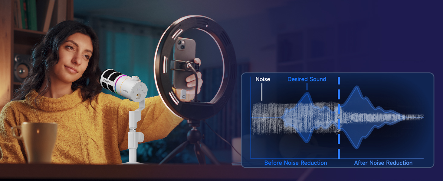 dual dynamic microphone with CalMix Noise Reduction