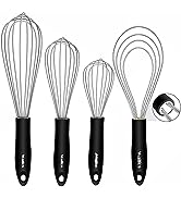 Stainless Steel Whisk set, Heavy Duty Kitchen Wire Whisk Set for Cooking Blending Beating Stirrin...