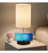 Briever Touch Control Table Lamp for Bedroom, 3-Way Dimmable Nightstand Lamp with USB USB A+C Cha...