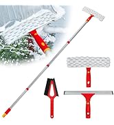 Window Cleaning Kit-58inch Long Handle Squeegee,Microfiber Scrubber Window Cleaner Tool with Wind...